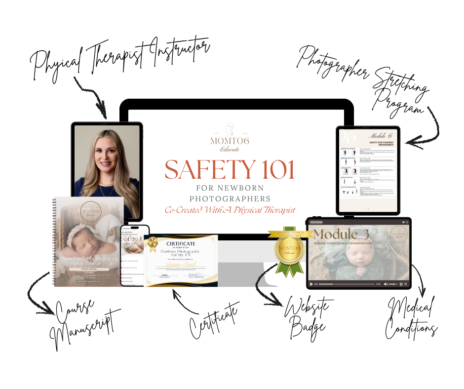 bum up pose newborn photography online safety course
