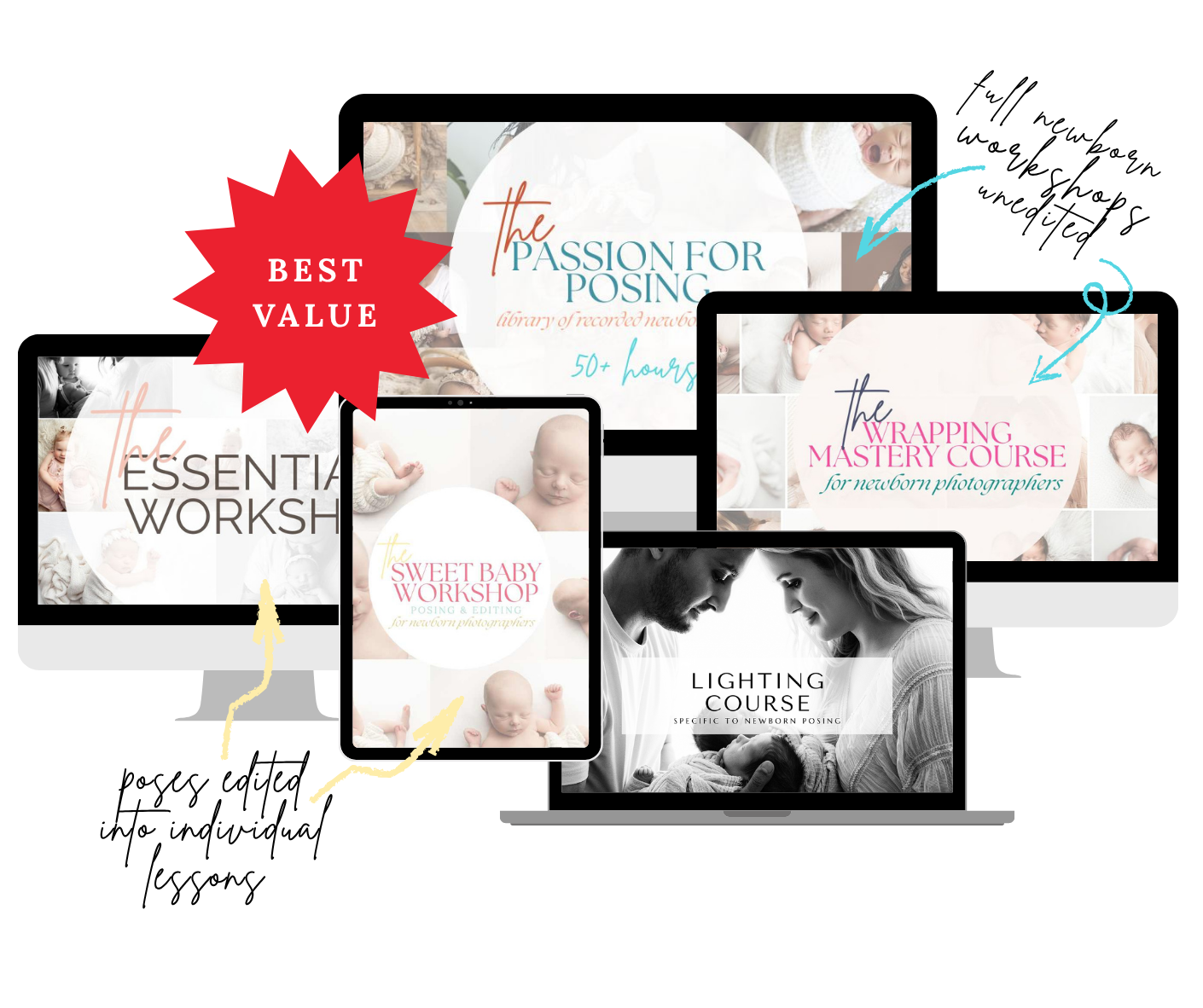 bum up pose newborn photography online courses 5 cores