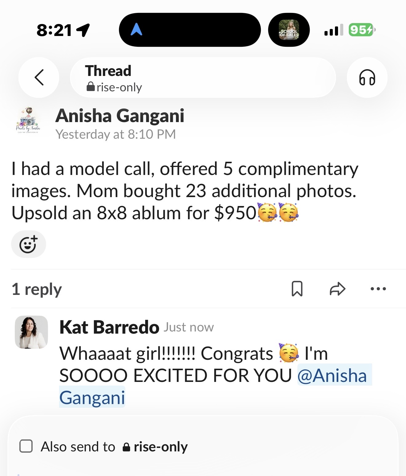 anisha made large upsell on model call In person sales workshop for photographers